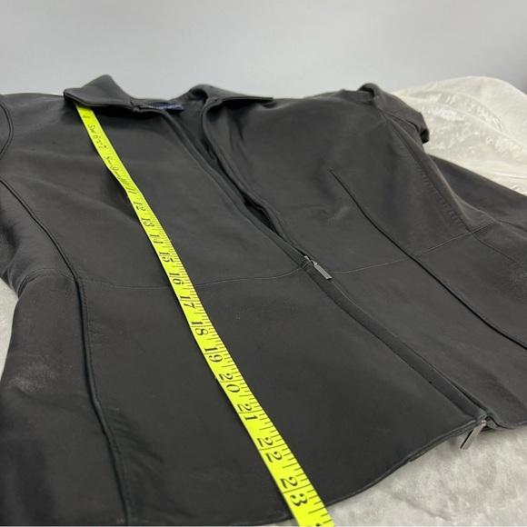 Ann Taylor Leather black Jacket medium soft buttery zip up w/pockets - Picture 9 of 16
